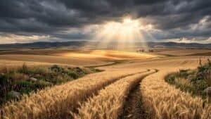 Golden Wheat Fields Before Storm